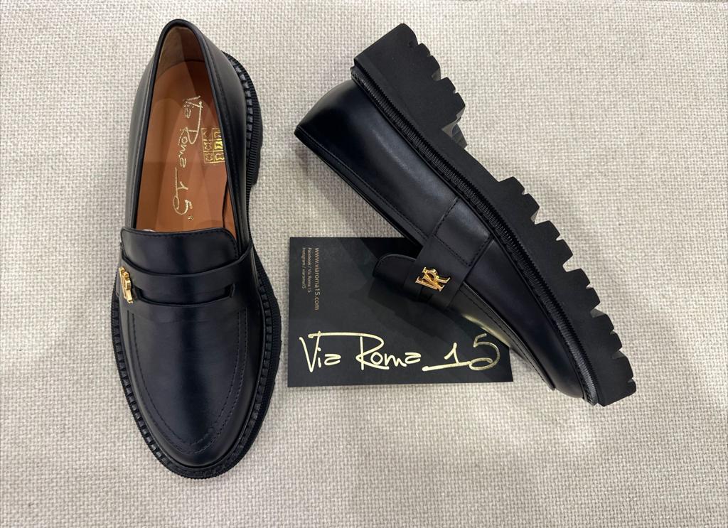 Mocassino Con Logo - Via Roma 15 cod. 4022  color:nero
