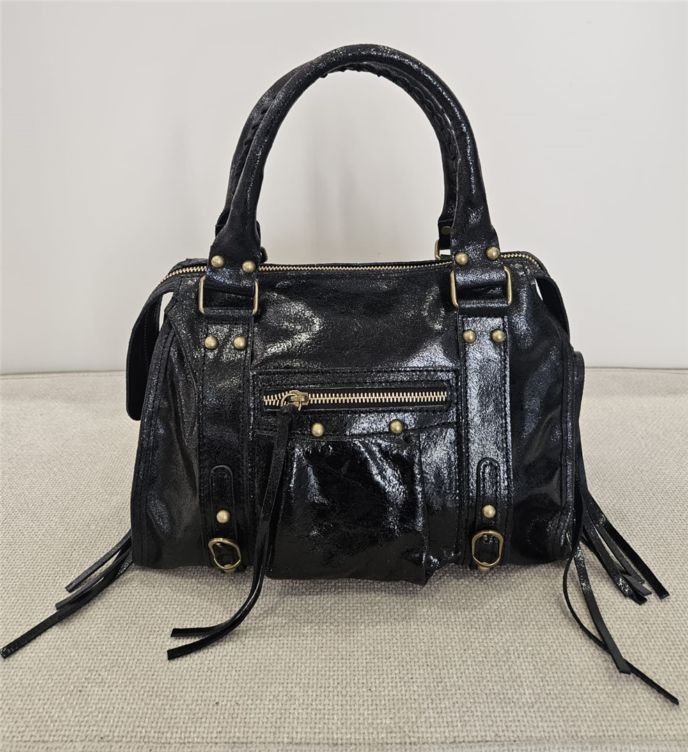 Borsa In Pelle Grande Con Tracolla Lung.31 Cm H. 21 Cm - Divisione Chickster's cod. M3560  color:nero