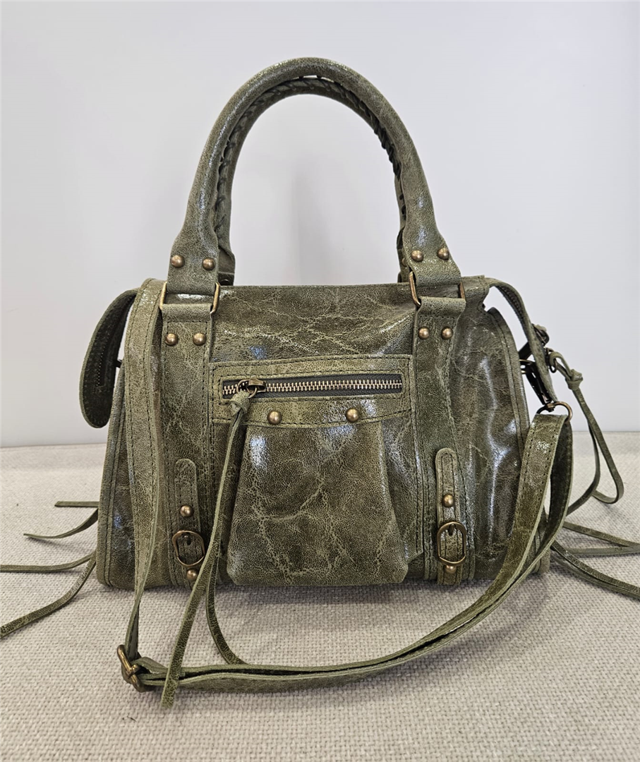 Borsa In Pelle Grande Con Tracolla Lung.31 Cm H. 21 Cm - Divisione Chickster's cod. M3560  color:militare