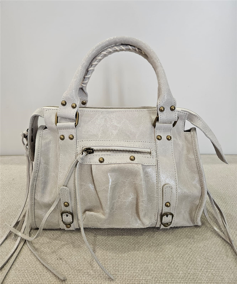 Borsa In Pelle Grande Con Tracolla Lung.31 Cm H. 21 Cm - Divisione Chickster's cod. M3560  color:burro
