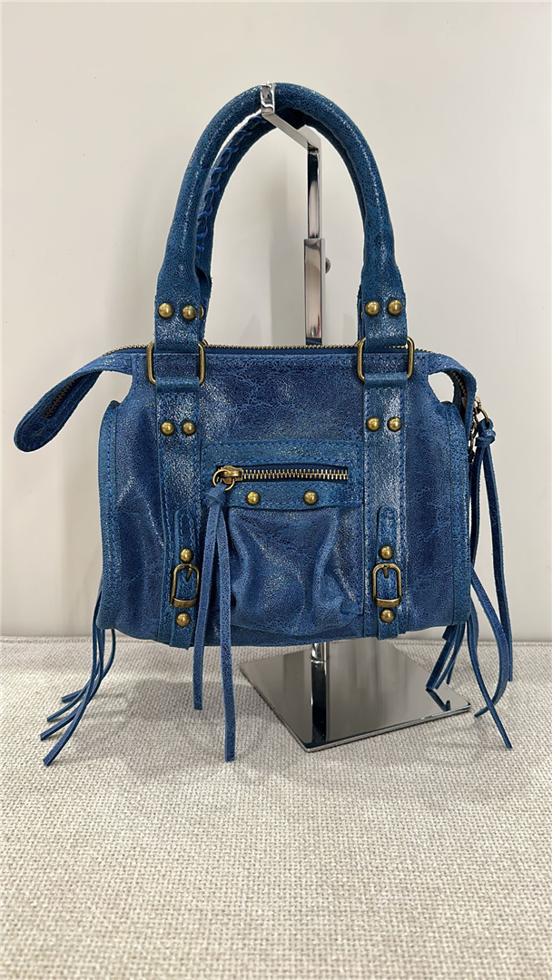 Borsa In Pelle Con Tracolla - Divisione Chickster's cod. M3516  color:blue jeans