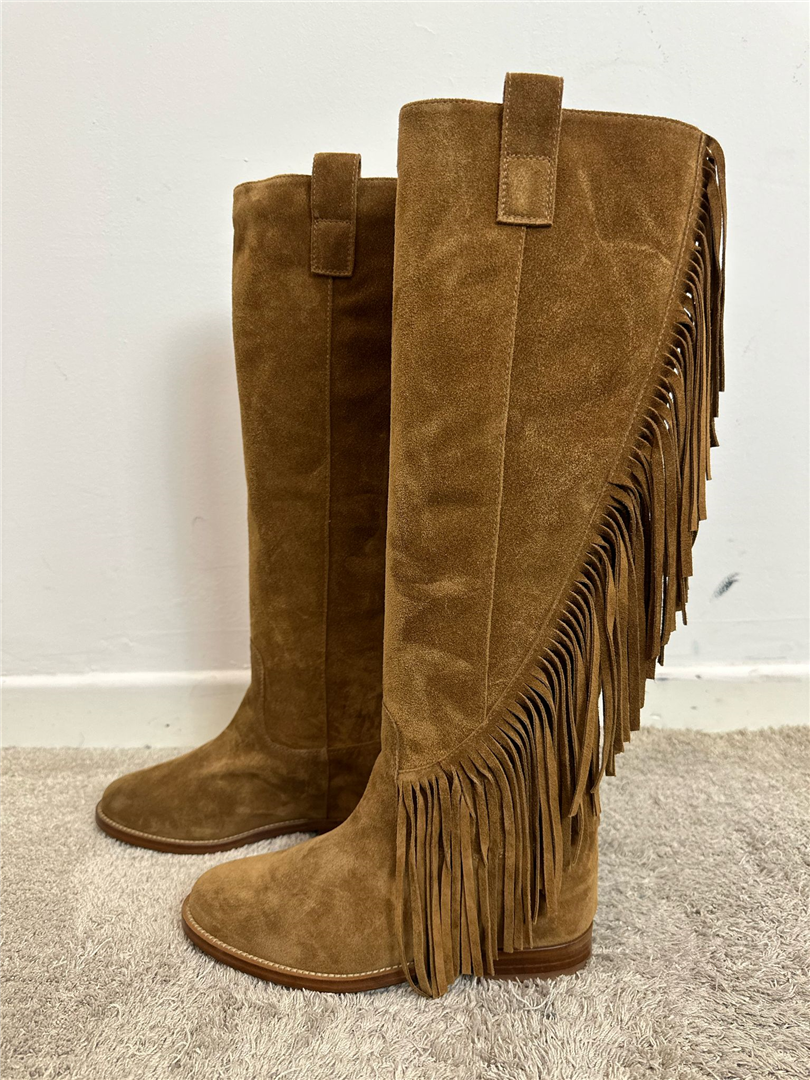 Stivale Alto Camoscio Con Frange - Via Roma 15 cod. 4419CAM  color:martora