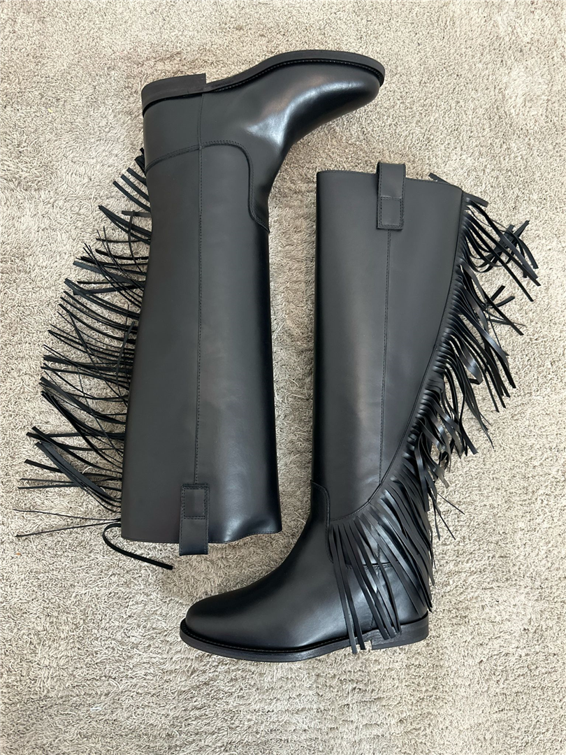 Stivale Alto In Pelle Con Frange - Via Roma 15 cod. 4419  color:nero
