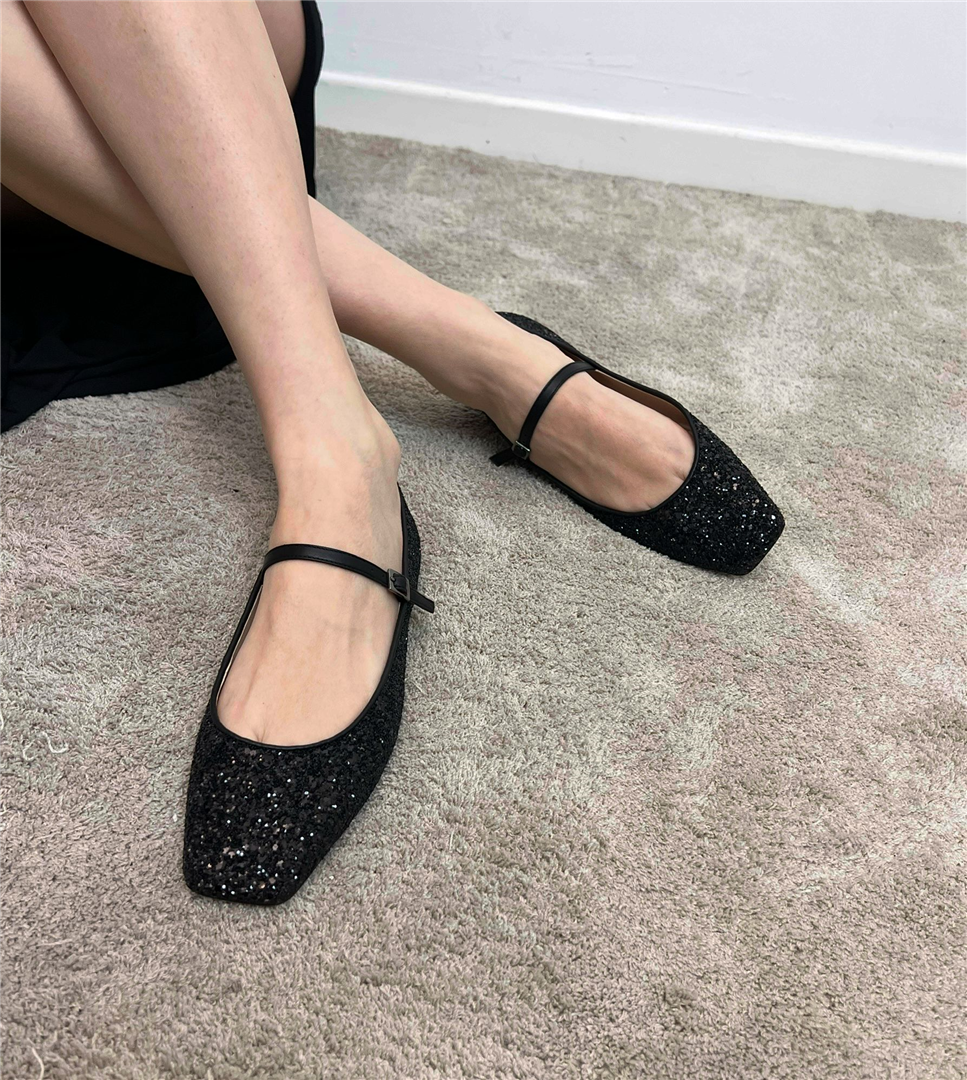 Ballerina Glitter In Pelle - Prosperine cod. 2585  color:nero