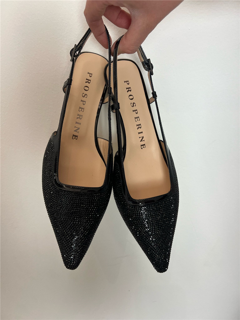 Slingback Con Strass Crystal Tacco Cm 5 - Prosperine cod. 2621  color:nero