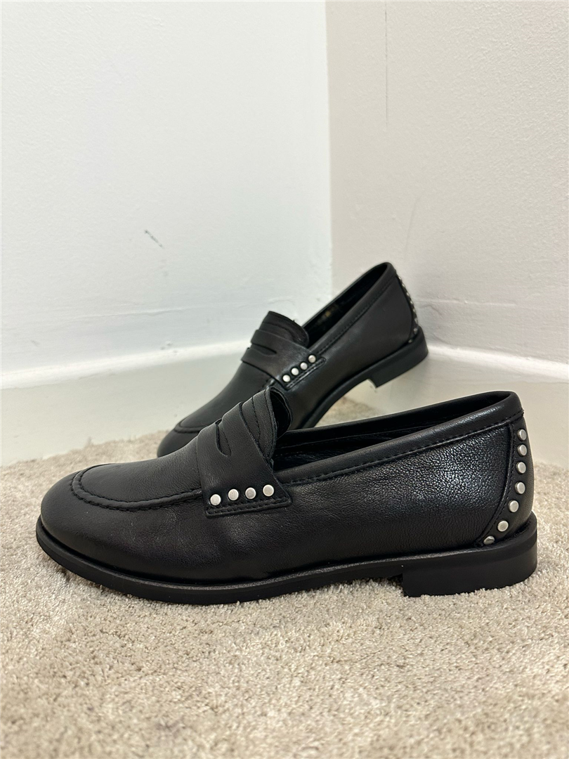 Mocassino In Pelle Con Borchie - Via Mondana cod. VMD06  color:nero