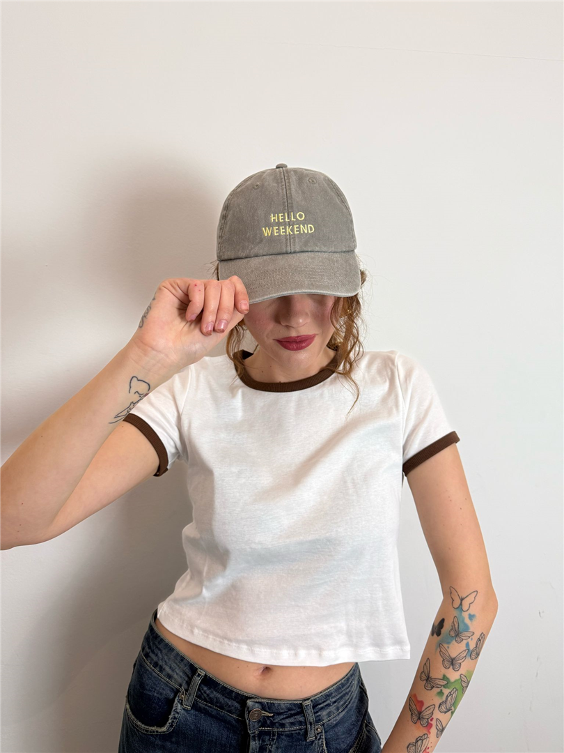 Cappello Con Visiera Hello Weekend - Vicolo cod. AD0065  color:grigio