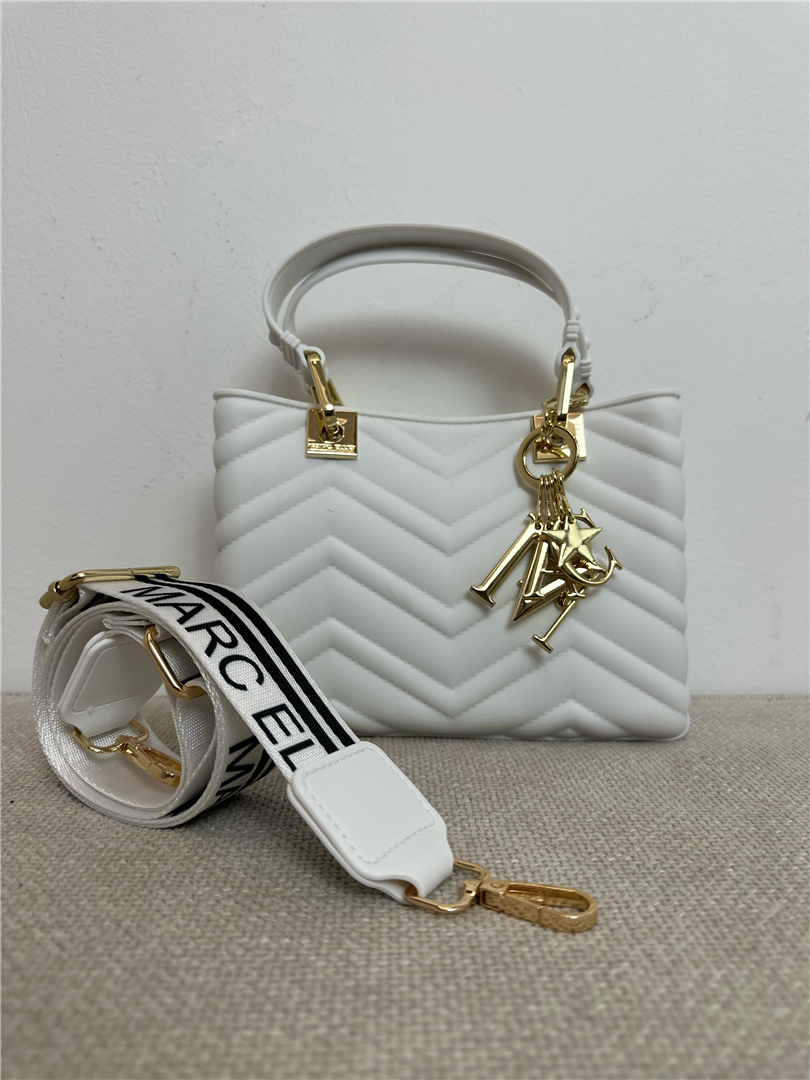 _handbag Con Charms L. Cm 19 H. Cm 14 - Marc Ellis cod. FLAT KRISSYSWAVE  color:milk/ligh gold