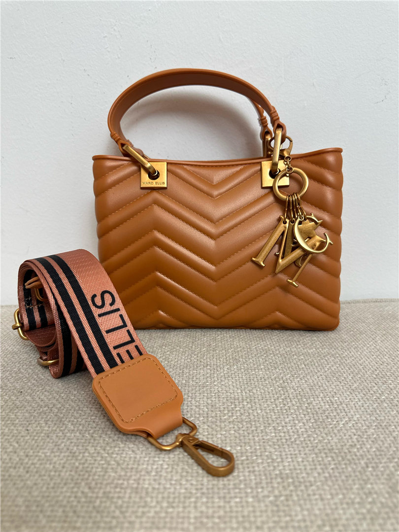 Handbag Con Charms L. Cm 25 H. Cm 15 - Marc Ellis cod. FLAT KRISSYMWAVE  color:cuoio/rame