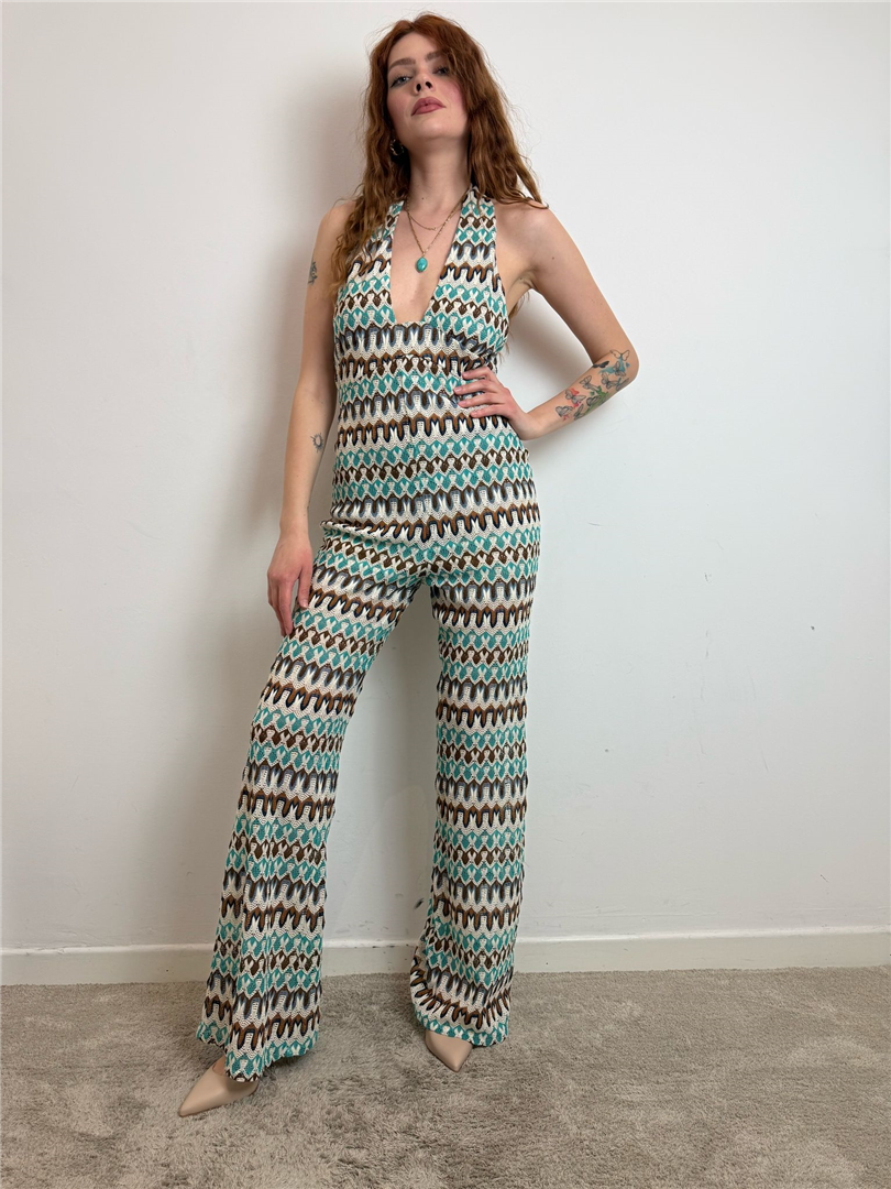 Crochet_jumpsuit - Bohemian cod. TUT144 SS25  color:turchese/burro/moro