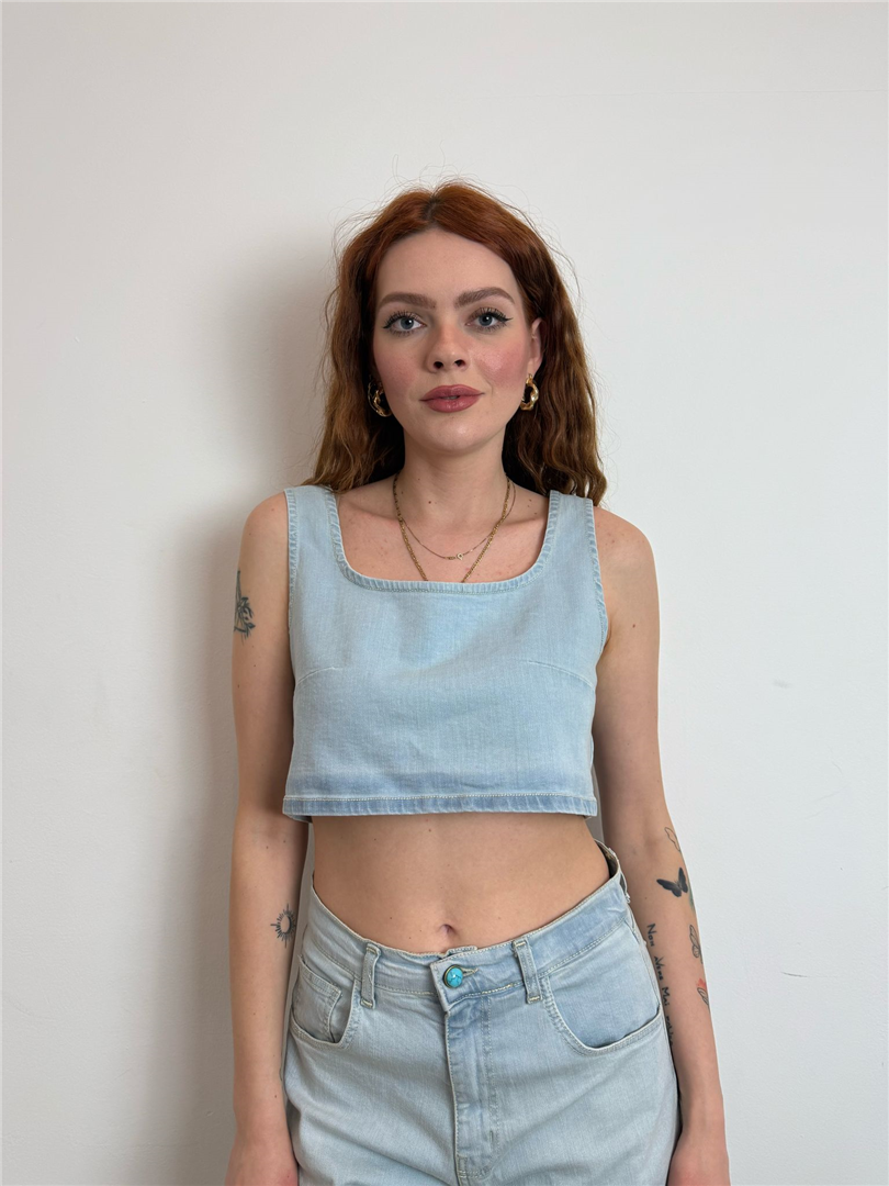 Crop_denim - Bohemian cod. BO03D SS25  color:denim chiaro