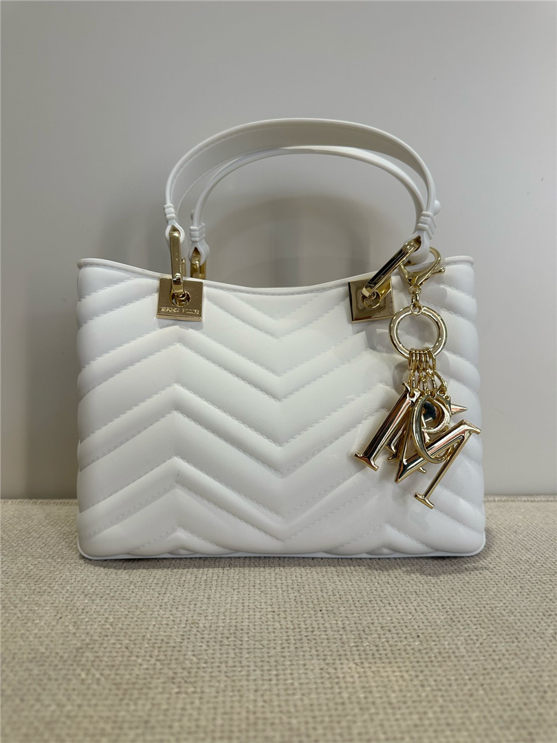 Handbag Con Charms L. Cm 25 H. Cm 15 - Marc Ellis cod. FLAT KRISSYMWAVE  color:milk/ligh gold