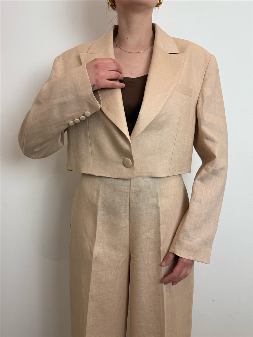 Silence Linum Crop Blazer 100% Lino - Silence Limited cod. GI5003  color:send