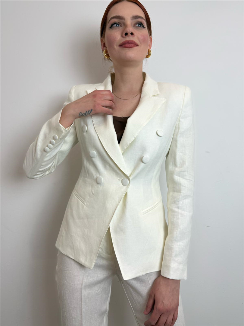 Silence Linum Blazer Libra 100% Lino - Silence Limited cod. GI5005  color:milk