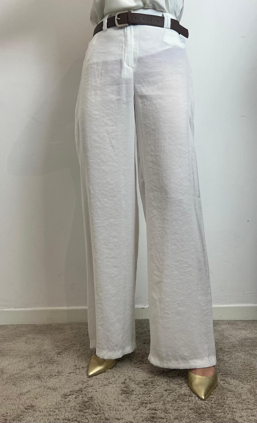Pantalone Palazzo Con Cintura - Haveone cod. PVI_N403  color:bianco