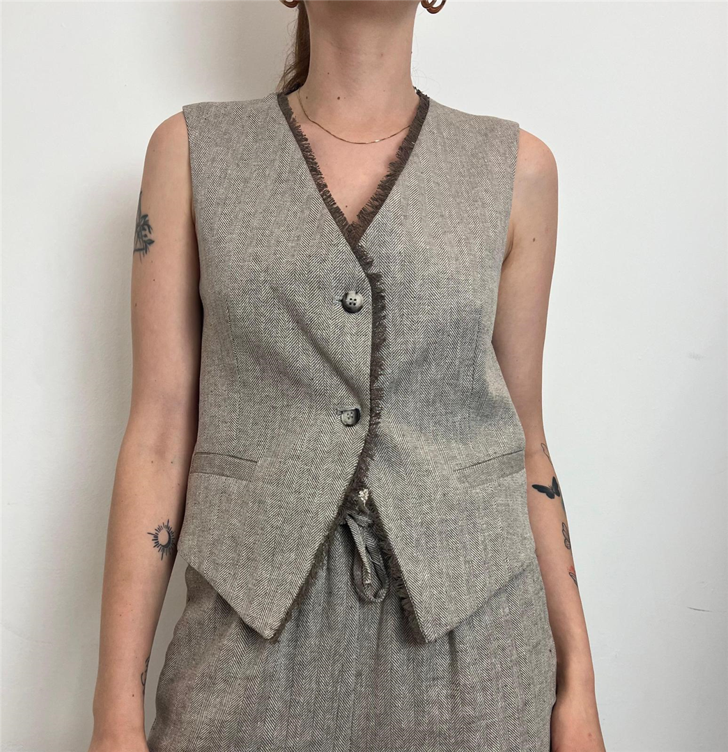 Gilet Misto Lino - Vicolo cod. TD1893  color:tortora