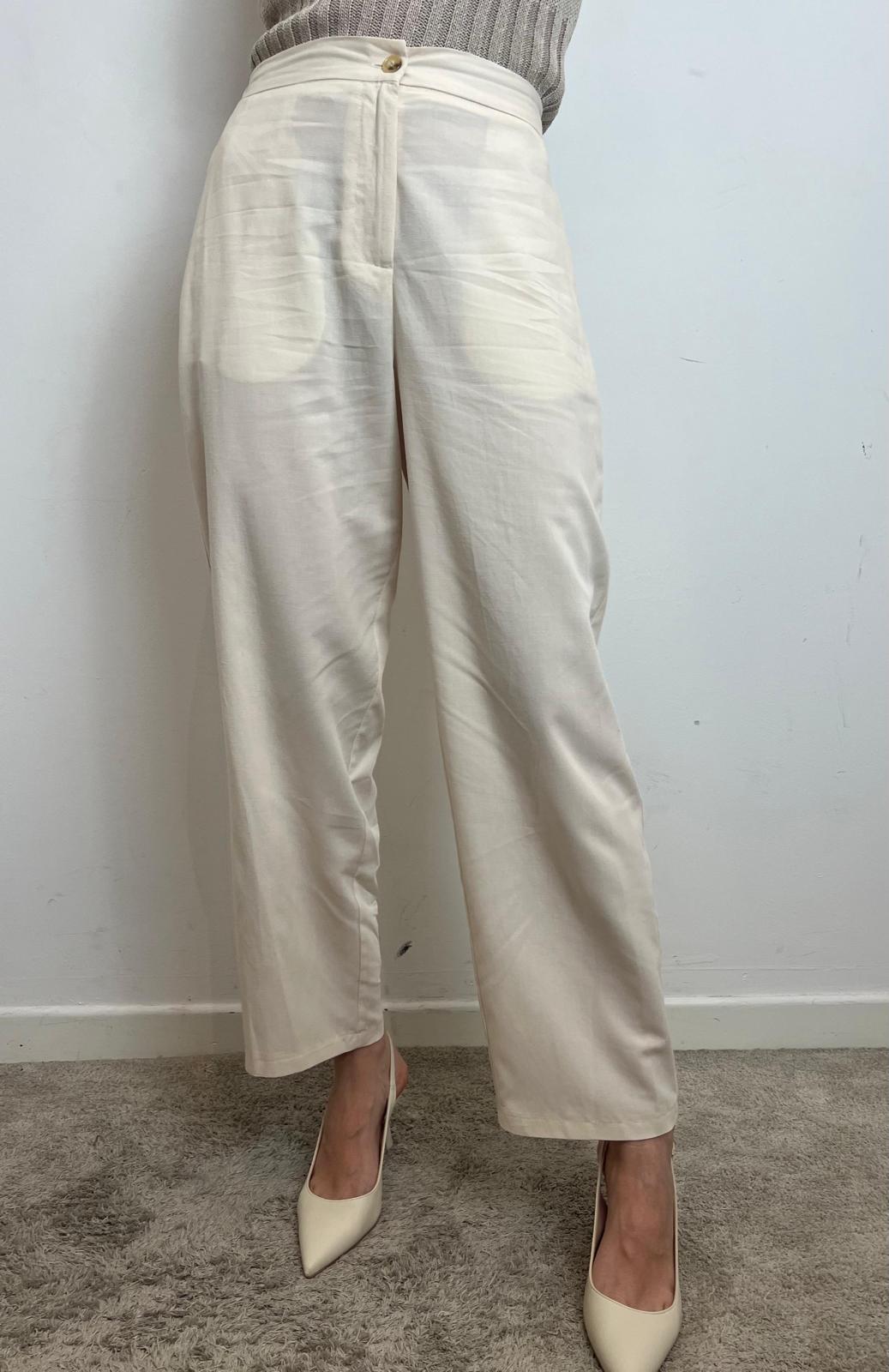 Pantalone Dritto Misto Lino - Vicolo cod. TD1878  color:avorio