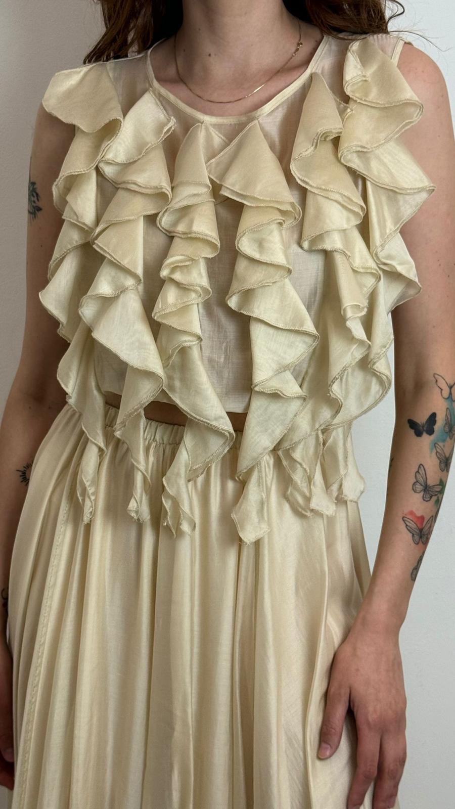 Top Con Volant E Girocollo - Imperial cod. RII3JRO  color:beige