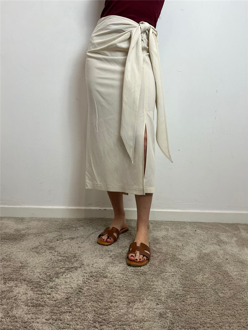 Gonna A Portafoglio Misto Lino - Vicolo cod. TD2662  color:burro