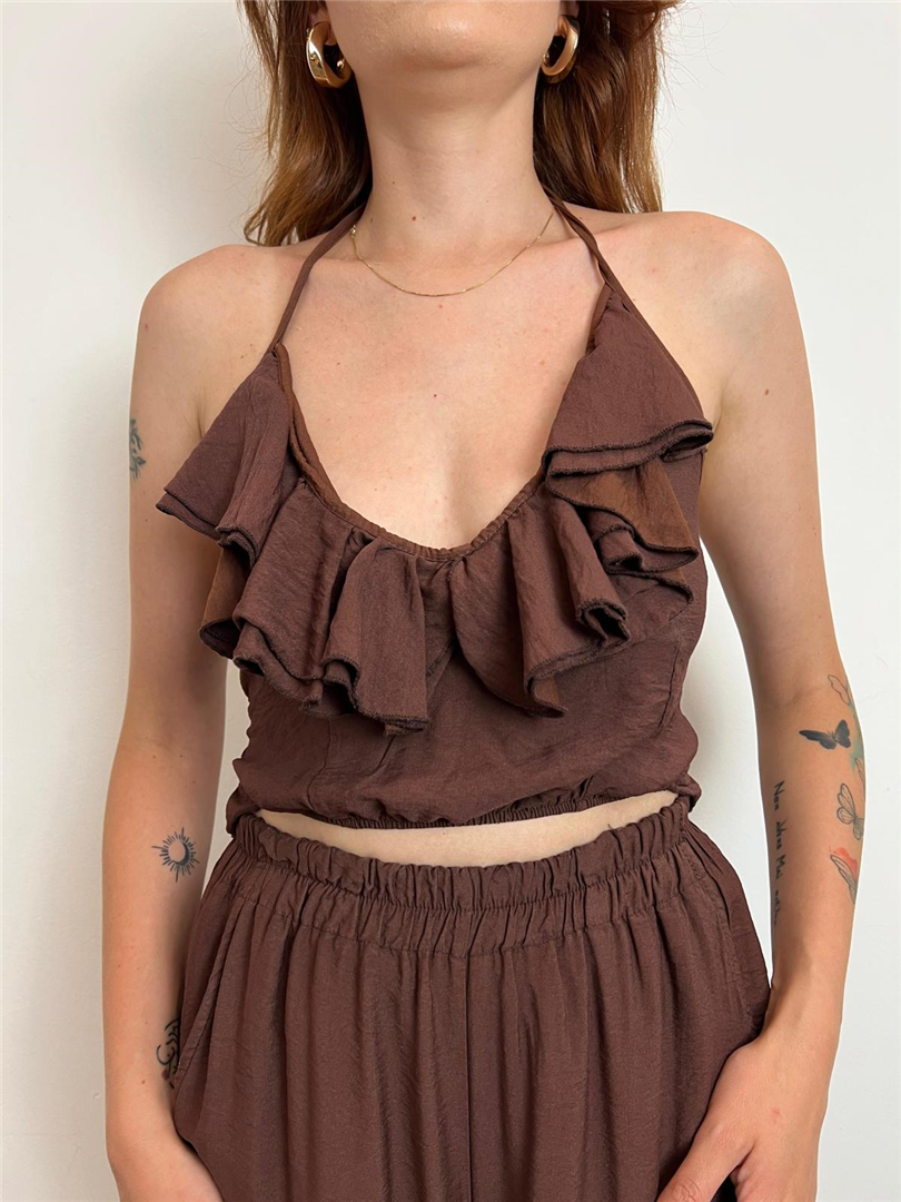Top Con Rouches - Haveone cod. RVS_N045  color:cioccolato