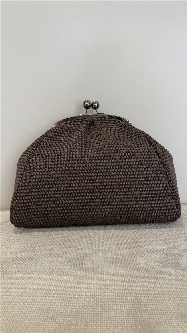 Borsa Pasticcino In Rafia Grande Con Tracolla Lung.34cm H24cm - Divisione Chickster's cod. M3544  color:moro
