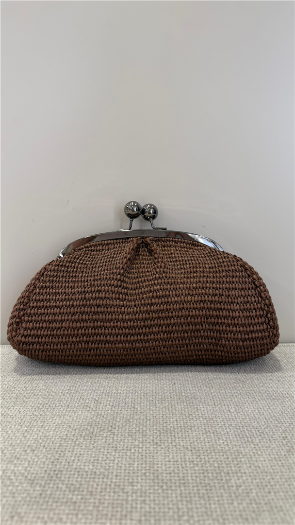 Borsa Pasticcino In Rafia Piccola Con Tracolla Lung. 24cm H 13cm - Divisione Chickster's cod. M3545  color:marrone