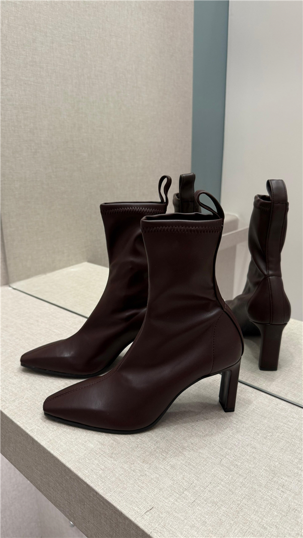 Ovye Stivaletto Stretch In Pelle Tacco Cm 7,5 - Ovye' cod. 25/AC1736NAS  color:caffe’