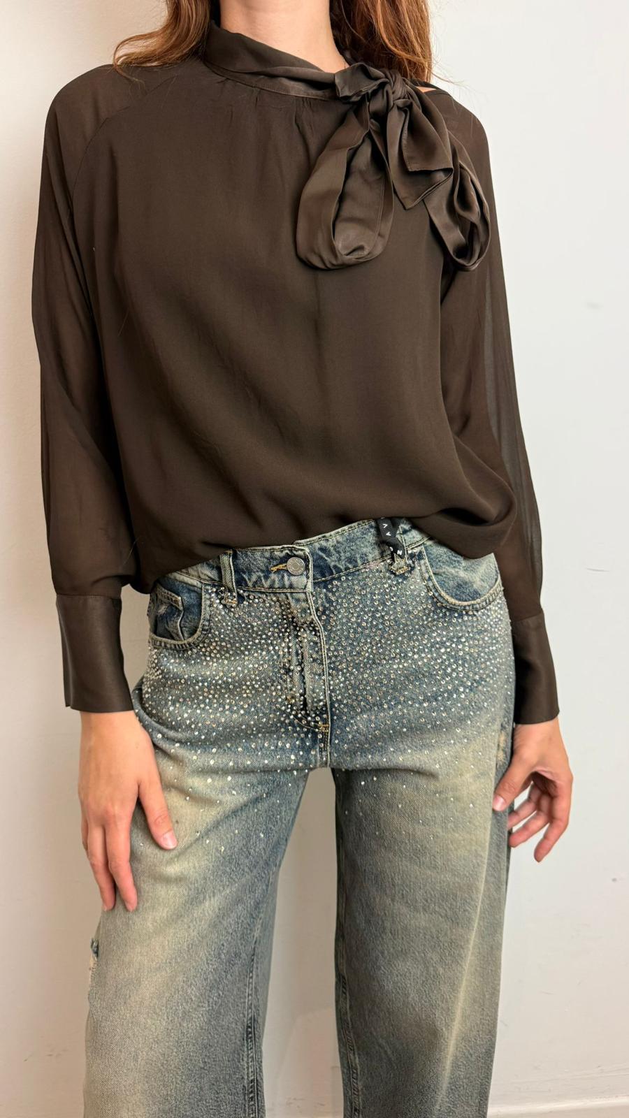 Blusa Collo Polsi Raso - Haveone cod. CWG_P007  color:puce