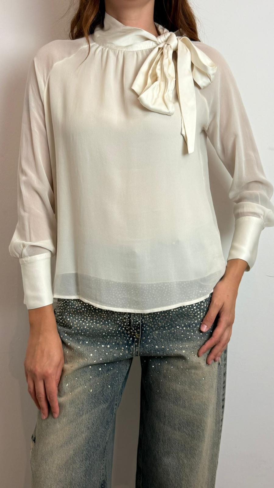 Blusa Collo Polsi Raso - Haveone cod. CWG_P007  color:burro
