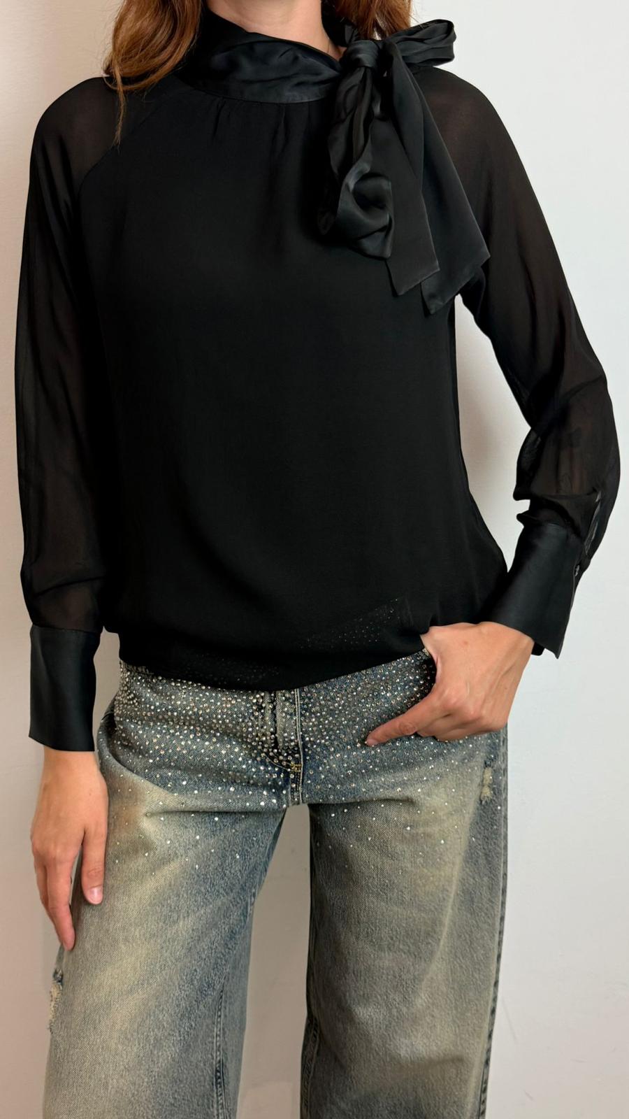 Blusa Collo Polsi Raso - Haveone cod. CWG_P007  color:nero
