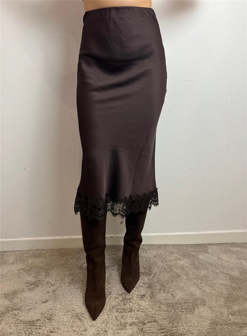Longuette In Satin Con Pizzo Sul Fondo - Vicolo cod. TF0310  color:moro