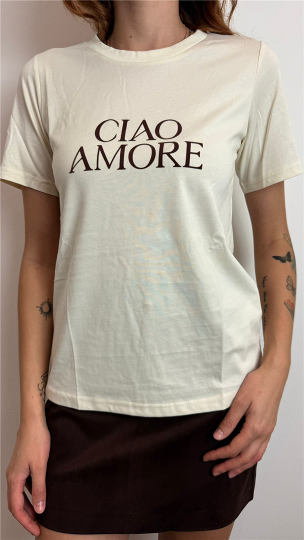 T Shirt Soft Ciao Amore - Grace & Mila Paris cod. FW2517077  color:ivoire
