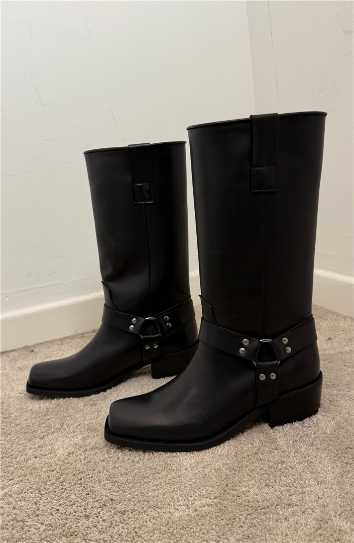 Ovye Biker In Pelle Accessorio, Tacco Cm 4 - Ovye' cod. 25/SO540PEL  color:nero