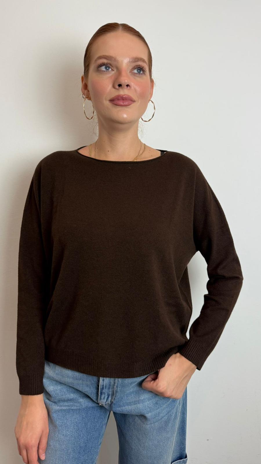 Maglia Con Scollo A Barchetta Con Spacchi Laterali - Arvs cod. N1513/01  color:cacao