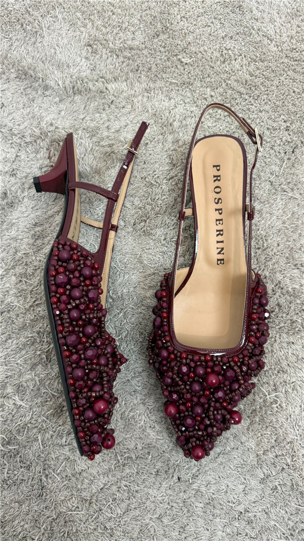Slingback Decorata Con Accessori Tacco Cm 3,5 - Prosperine cod. 2761/IBX  color:bordeaux