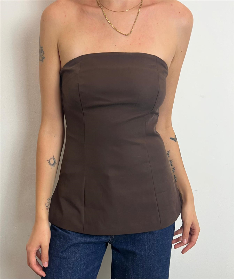 Top Senza Spalline Taglio Svasato Minimal - Imperial cod. RIO7KHU  color:moro