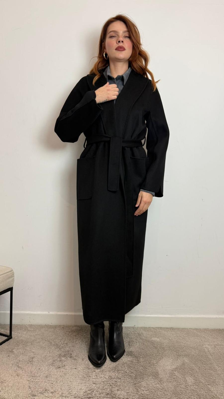 Cappotto Hand Made Con Cintura - Vicolo cod. TF0004  color:nero