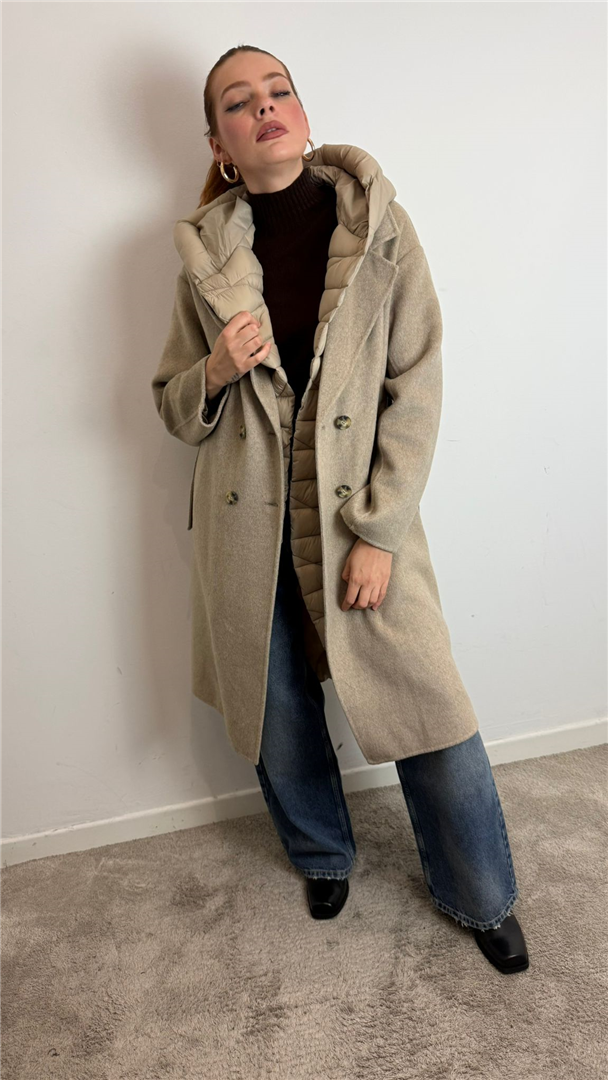 Cappotto Imbottito Con Cappuccio - Vicolo cod. TF0028  color:casha