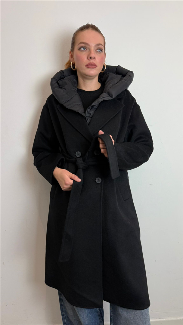 Cappotto Imbottito Con Cappuccio - Vicolo cod. TF0028  color:nero