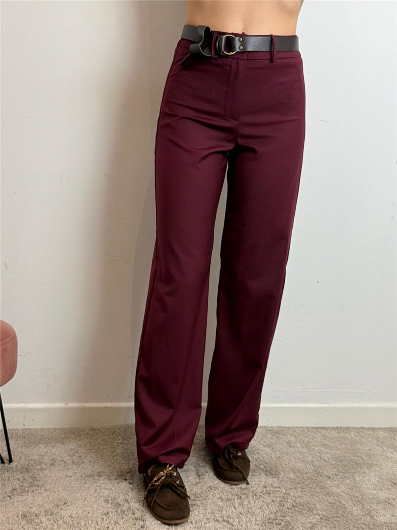 Pantalone Regular Senza Pinces Con Elastico Dt E Cintura - Haveone cod. PVE_P273  color:bordeaux
