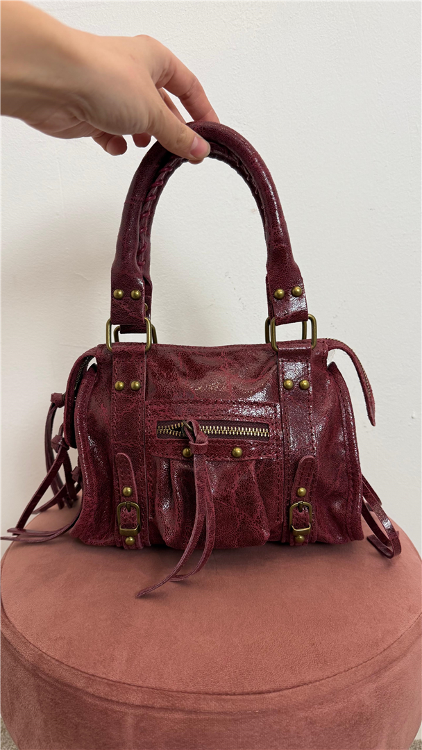 Borsa In Pelle Con Tracolla - Divisione Chickster's cod. M3516  color:bordeaux