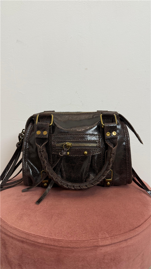Borsa In Pelle Con Tracolla - Divisione Chickster's cod. M3516  color:testa di moro