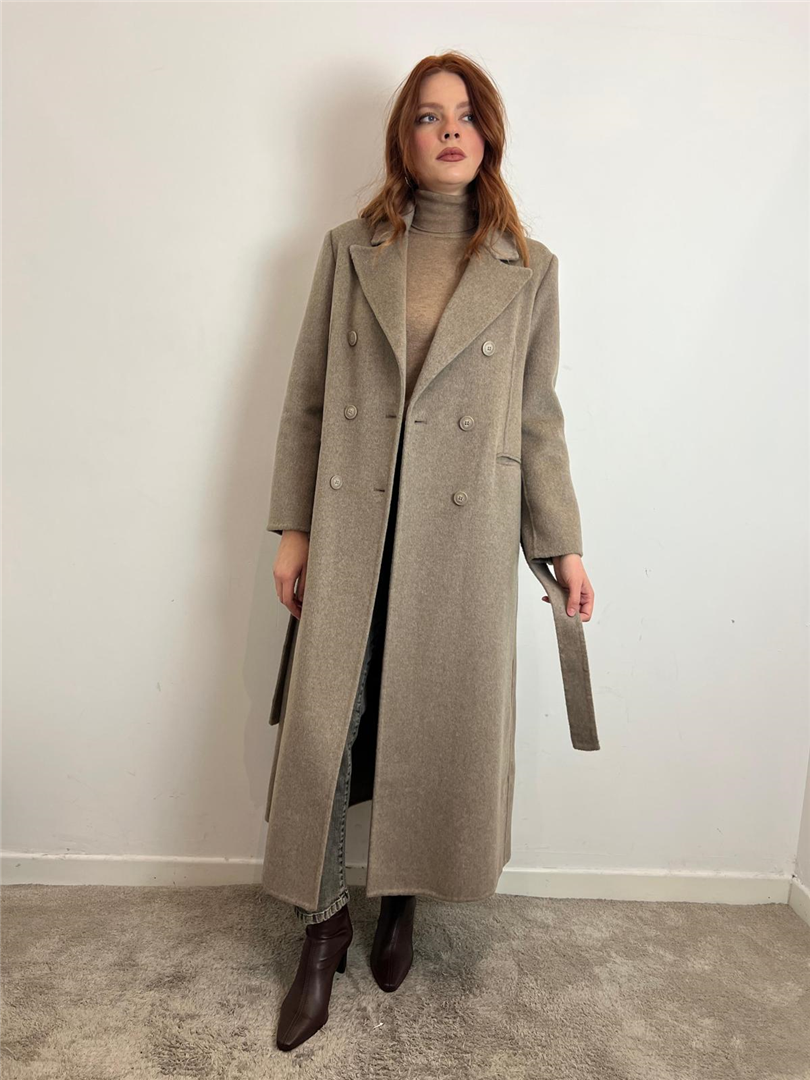 Cappotto Over Strutturato Con Spalline E Cintura - Haveone cod. KCT_P013  color:moro