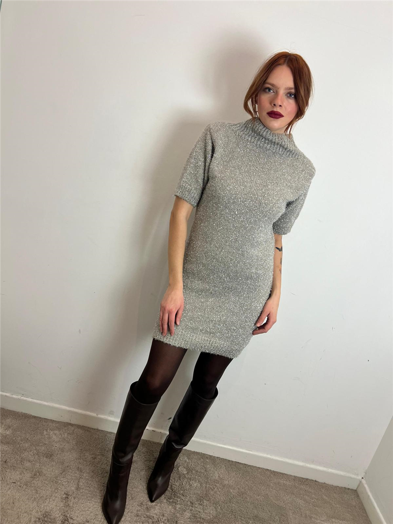 Mini Abito Collo Vulcano - Haveone cod. AHO_P108  color:tortora