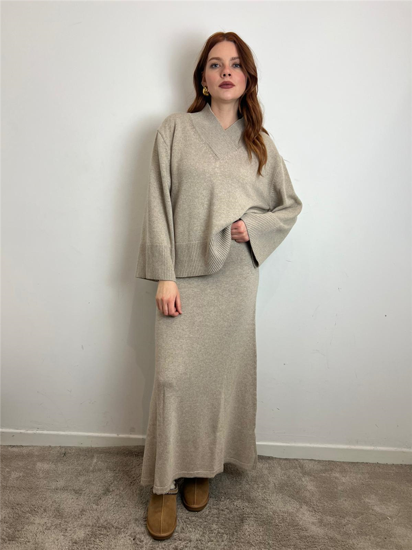 Pull Scollo Incrociato - Vicolo cod. 77402F  color:beige melange