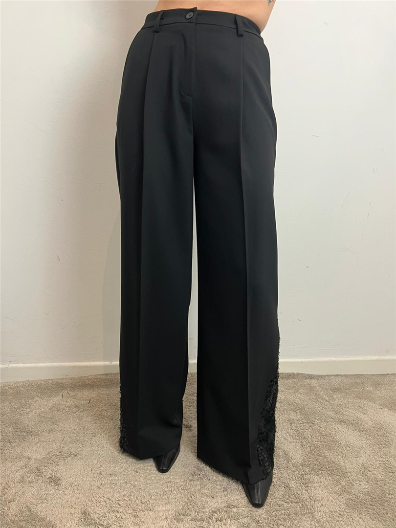 Pantaloni Palazzo Con Dettagli In Paillettes Laterali - Imperial cod. P8C9KIC  color:nero