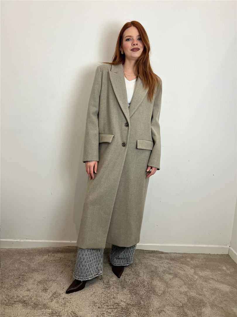 Cappotto Lungo Monopetto Con Tasche A Patta - Imperial cod. K195KIJ  color:casha