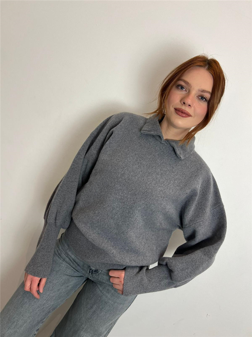Pull Collo Alto Con Bottone Sul Collo - Vicolo cod. 22104F  color:grigio