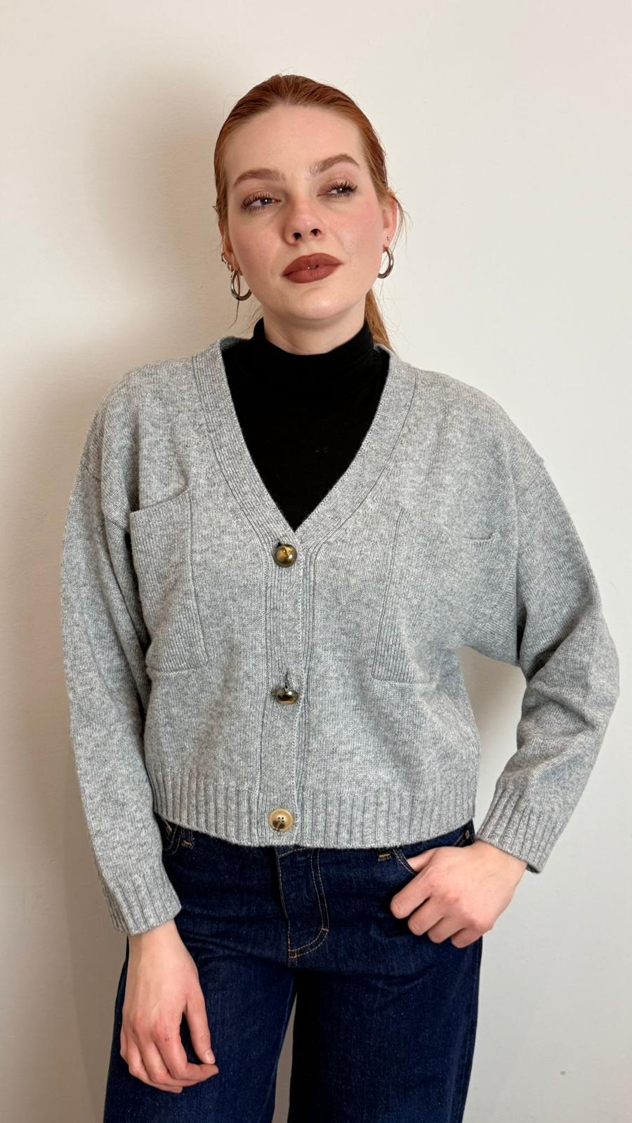 Cardigan Bottoni Oro - Vicolo cod. 77032F  color:grigio