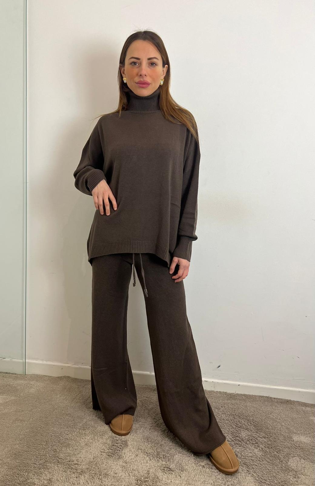 Completo Maglia Collo Alto Pantalone - Haveone cod. HMG_P027  color:cacao